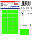 Tanex Etichete autoadezive color, 22 x 32 mm, 180 buc/set, Tanex - verde fluorescent (TX-OFC-116-FGR) - viamond