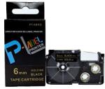 Compatibil Banda compatibila Casio XR-6BKG 6mm x 8m text auriu / fundal negru (XR6BKG)