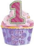 Party Center Invitatii de petrecere 1st birthday fetita, amscan 493897, set 8 buc (A493897)