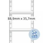  Herma No. 8182 piros színű 88, 9 x 35, 7 mm méretű, 1 pályás, mátrix nyomtatóval nyomtatható, öntapadó leporellós címke, permanens ragasztóval - kiszerelés: 2000 címke / doboz