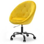 Vox bútor SALA 4 sárga forgófotel, fekete, görgős talp