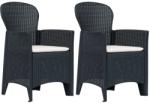 vidaXL Antracit rattan hatású műanyag kerti szék párnával (45599)