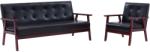 vidaXL Set canapea, 2 buc. , negru, piele artificială, (278397) Canapea