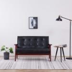 vidaXL Canapea cu 2 locuri, negru, piele ecologică (248642) Canapea