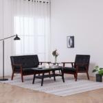 vidaXL Set canapea, 2 piese, negru, piele artificială (278395) Canapea