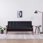 vidaXL Canapea cu 3 locuri, negru, piele ecologică (248643) Canapea