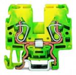 Wago 2-conductor ground terminal block; 2.5 mm2; lateral marker slots; for DIN-15 rail; CAGE CLAMP®; 2, 50 mm2; green-yellow (870-917)