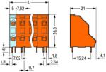 Wago Double-deck PCB terminal block; 2.5 mm2; Pin spacing 7.62 mm; 2 x 10-pole; CAGE CLAMP®; 2, 50 mm2; orange (736-660)
