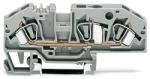 Wago 3-conductor through terminal block; 6 mm2; with test option; same profile as 3-conductor disconnect terminal block; center marking; for DIN-rail 35 x 15 and 35 x 7.5; CAGE CLAMP®; 6, 00 mm2; gray (282