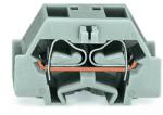 Wago 4-conductor terminal block; without push-buttons; with snap-in mounting foot; for plate thickness 0.6 - 1.2 mm; Fixing hole 3.5 mm Ø; 2.5 mm2; CAGE CLAMP®; 2, 50 mm2; gray (261-341)