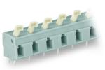 Wago PCB terminal block; push-button; 2.5 mm2; Pin spacing 10/10.16 mm; 24-pole; suitable for Ex-e applications; CAGE CLAMP®; commoning option; 2, 50 mm2; light gray (257-624/000-009/999-950)