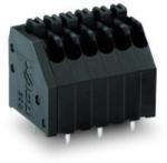 Wago THR PCB terminal block; push-button; 0.5 mm2; Pin spacing 2.5 mm; 6-pole; Push-in CAGE CLAMP®; 0, 50 mm2; black (250-406/350-604)