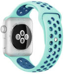 iUni Curea iUni compatibila cu Apple Watch 1/2/3/4/5/6/7, 38mm, Silicon Sport, Turquoise/Blue (503917)