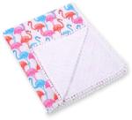 BabyLion pom-pom takaró Minky - Fehér - Flamingo