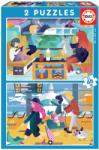 Educa Puzzle pentru copii Aeroport și Gară Educa 2x48 piese (EDU18604) Puzzle