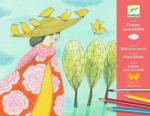 DJECO Atelier de pictura, creioane acuarela Djeco, Echappees belles, 9 creioane (DJ08609) Carte de colorat