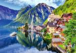 TinyPuzzle Puzzle TinyPuzzle - Hallstatt Lake and Village with Boat, 99 piese (1021) (TinyPuzzle-1021) Puzzle