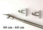  11 mm-es kihúzható fém Reno mini vitrázs rúd - NIKKEL-MATT kúp véggel 40 cm - 60 cm