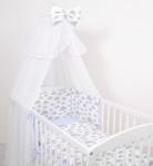 BabyLion 5 részes ágyneműhuzat szett - Kék - Szürke felhők - babylion