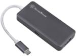 SilverStone Adaptor Silverstone EP14 de la USB 3.1 Type-C la 3x USB 3.1 Gen 1 Type A, 1x HDMI, 1x USB Type-C PD, Charcoal, SST-EP14C