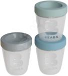 Beaba Recipient pentru mâncare Beaba Silicone Portions Jungle din silicon 3x200 ml albastru, verde și gri de la 0 luni (BE912778)