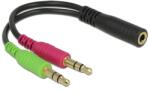  Jack 3.5 / 2 x Jack 3.5 elosztó kábel mikrofonos visszafelé Delock 65459 /4pin - 2x 3pin/