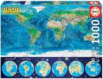 Educa Puzzle Neon Series, Neon World map Educa 1000 piese de la 12 ani (EDU16760) Puzzle