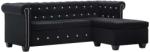 vidaXL Canapea Chesterfield, formă L, catifea, 199x142x72 cm, negru (247139) Canapea