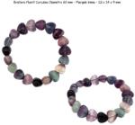  Bratara Fluorit Curcubeu Diametru 60 mm - Margele Inima - 12 x 14 x 9 mm