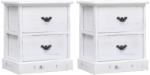 vidaXL Noptiere, 2 buc. , alb, 38 x 28 x 45 cm, lemn de paulownia (284061)