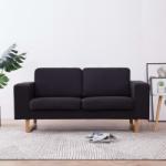 vidaXL Canapea cu 2 locuri, negru, material textil (281389) Canapea