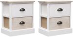 vidaXL Noptiere, 2 buc. , alb & natural, 38x28x45 cm, lemn paulownia (284057) - vidaxl