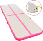 vidaXL Saltea gimnastică gonflabilă cu pompă roz 400x100x10cm PVC (91915)