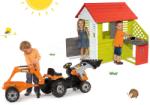 Smoby Set căsuţă Pretty Nature Smoby cu bucătărie de vară şi tractor cu pedale Builder Max Constructor de la 24 luni (SM810713-8) Casuta pentru copii