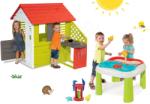 Smoby Set căsuţă Pretty Nature Smoby cu bucătărie şi măsuţă Apă&Nisip 2in1 cu moară de la 24 luni (SM810713-4) Casuta pentru copii