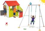 Smoby Set căsuţă Pretty Nature Smoby cu bucătărie mică de vară și leagăn Portique cu construcţie metalică de la 24 luni (SM810713-35) Casuta pentru copii