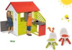 Smoby Set căsuţă Pretty Nature Smoby cu bucătărie mică de vară și 2 scăunelr KidChair de la 24 luni (SM810713-42) Casuta pentru copii