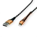Roline Cablu de date + incarcare GOLD USB la iPhone Lightning MFI T-T 1m + suport smartphone, Roline 11.02. 8923 (11.02.8923-10)