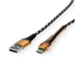 Roline Cablu de date + incarcare GOLD USB 2.0 la USB-C T-T 1m + suport smartphone, Roline 11.02. 8920 (11.02.8920-10)