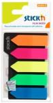  Stick index plastic transparent color 42 x 12 mm, 5 x 25 file/set, Stick"n - 5 culori neon - sageata (HO-21143)