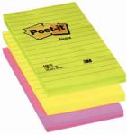 POST-IT Notite adezive, Post-it, liniate, mix de culori, 102 x 152 mm, 100 file (3M11051)