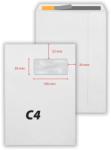  Plic C4, 229 x 324 mm, fereastra dreapta 50 x 100 mm, alb, banda silicon, 80 g/mp, 250 bucati/cutie (KF30355) - birotica-asp