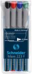 Schneider Universal non-permanent marker SCHNEIDER Maxx 223 F, varf 0.7mm, 4 culori/set (S-112394)