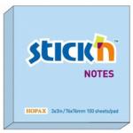  Notes autoadeziv 76 x 76 mm, 100 file, Stick"n - albastru pastel (HO-21149)