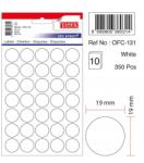  Etichete autoadezive albe, D19 mm, 350 buc/set, Tanex (TX-OFC-131-WH)