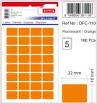  Etichete autoadezive color, 16 x 22 mm, 320 buc/set, Tanex - orange fluorescent (TX-OFC-110-FOG)
