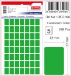  Etichete autoadezive color, 12 x 17 mm, 280 buc/set, Tanex - verde fluorescent (TX-OFC-106-FGR)