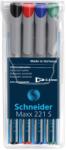 Schneider Universal non-permanent marker SCHNEIDER Maxx 221 S, varf 0.4mm, 4 culori/set (S-112594)