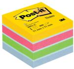 POST-IT Minicub notite adezive Post-it galben/roz/verde/albastru deschis 400 file/cub (3M283565)