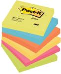 POST-IT Notite adezive Post-it, 76 x 76 mm, 100 file, 6 bucati/set, nuante neon de galben, albastru, orange, roz, verde, 100% PEFC (3M000471)